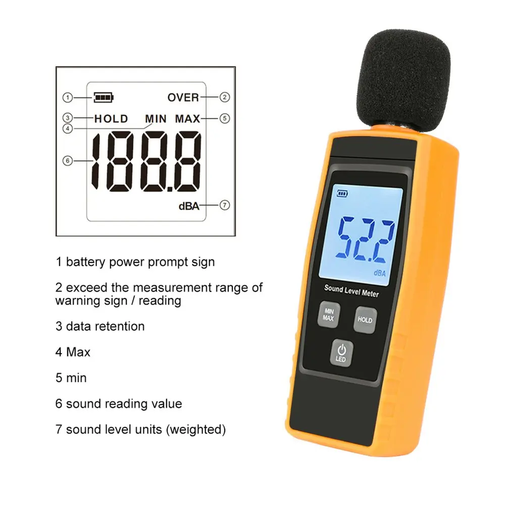 New Sound Level Meter Digital Handheld DB Sonometros Noise Audio 30-130dB Decibels Mini ZN1359 |