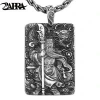 zabra religion solid 999 sterling silver pendants for men dragon guan yu hero good pray necklace vintage chinese culture jewelry