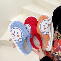 high quality winter women warm slippers home furry slippers faux fur fuzzy house slippers short plush happy smile face flats