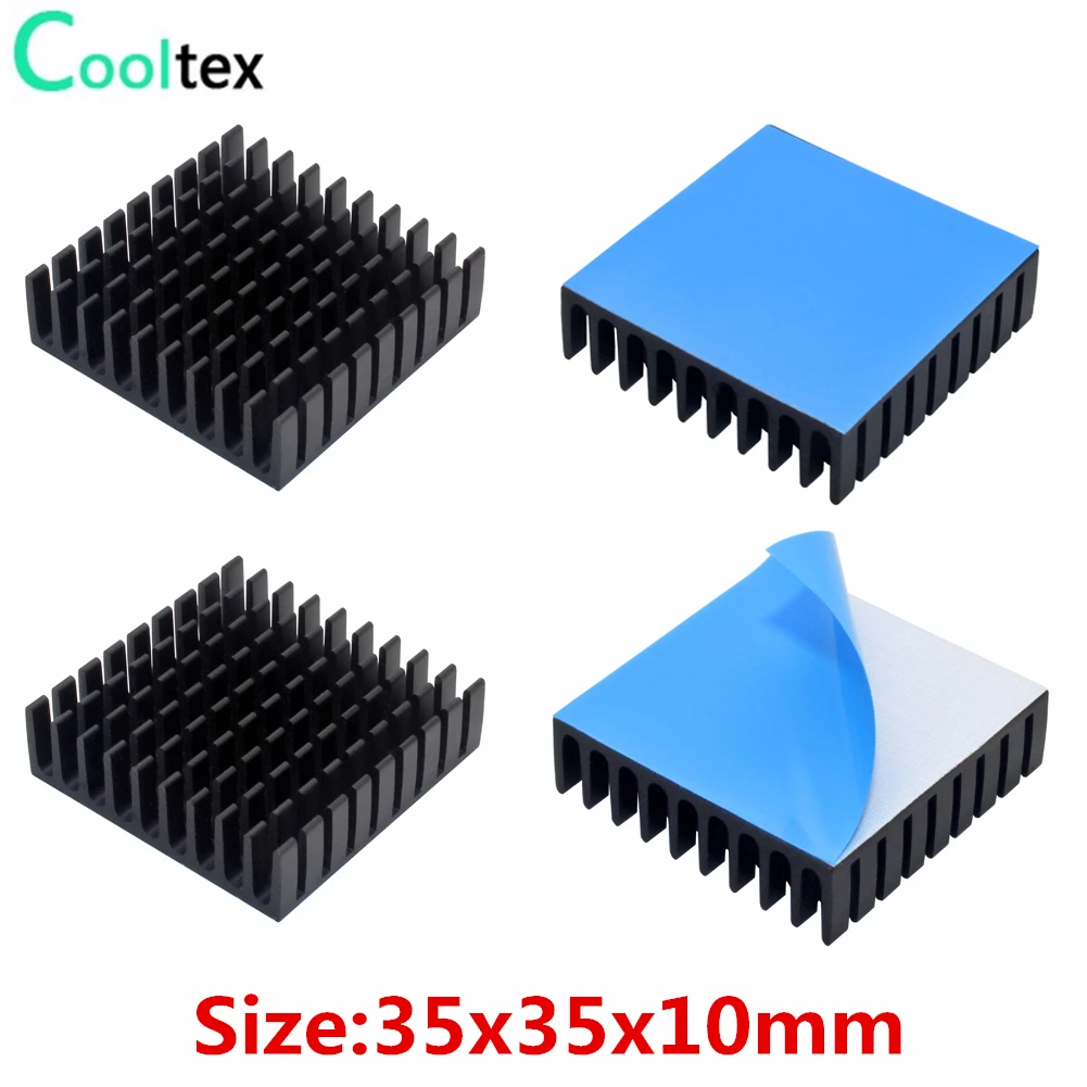 Алюминиевый радиатор для электронного чипа IC с теплопроводящей лентой 10 шт. 35x35x10