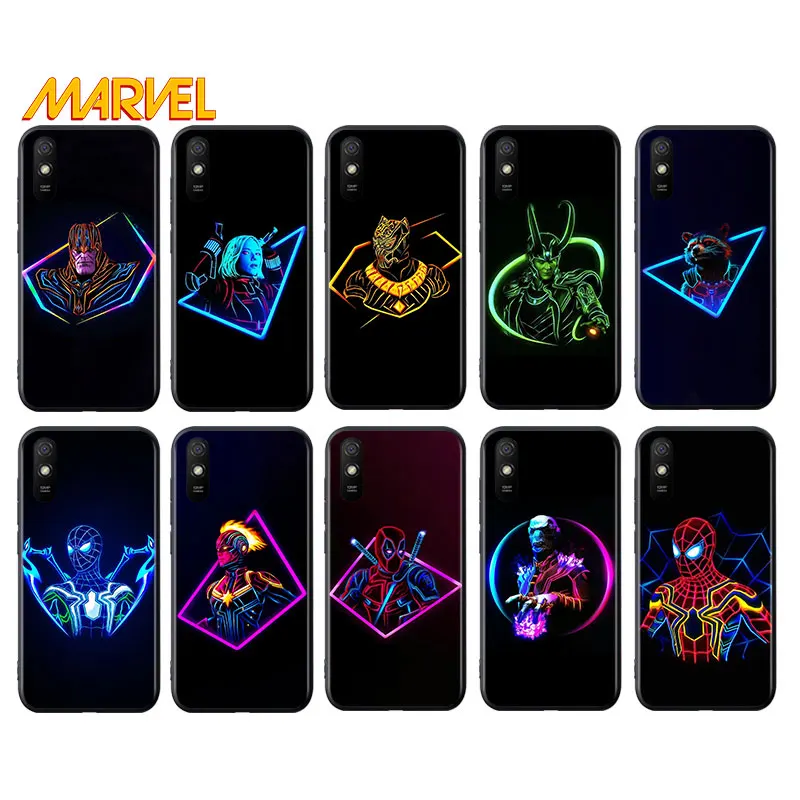 

Marvel hero color for Xiaomi Redmi 10X Pro 5G 9A 9I 9T 9 GO K40 K30 K20 Ultra 8 7 6 5 4X Pro Soft Black Phone Case