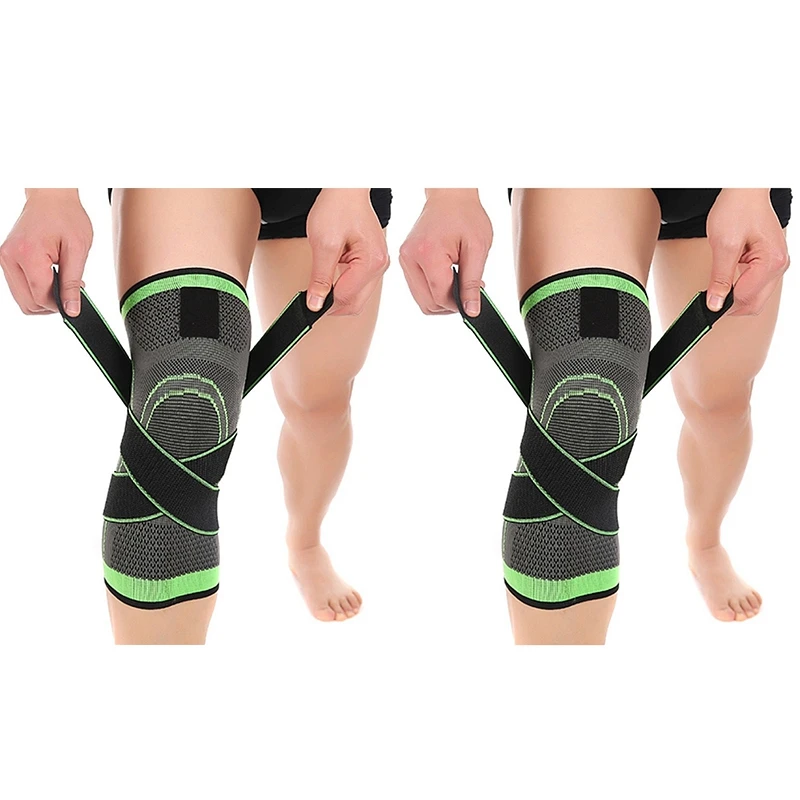 

Hot-2Pcs 3D Weaving Pressurization Knee Brace Hiking Cycling Knee Support Protector Knee Pad - M & L
