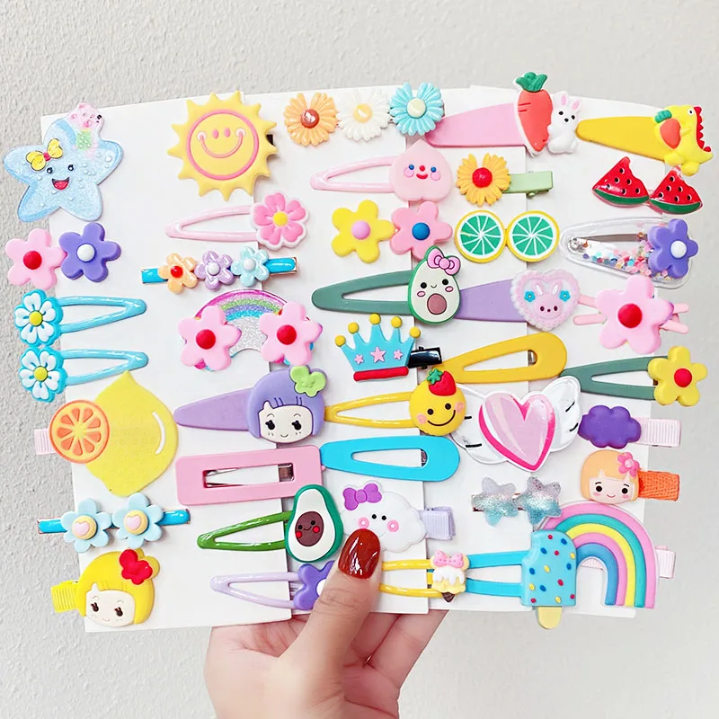 14 шт./компл. новые милые красочные заколки для волос с мультяшными цветами