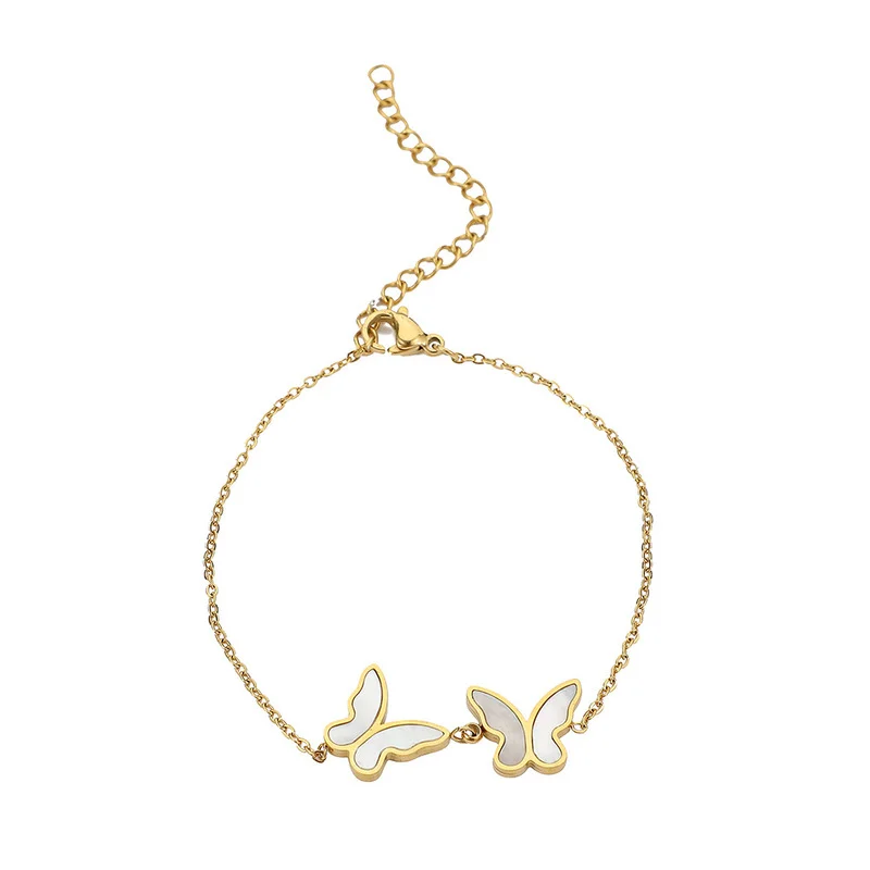 

Minar 2021 Summer White Color Shell Butterfly Anklets for Women Girls Gold Color Alloy Chain Charms Anklet Beach Accessories