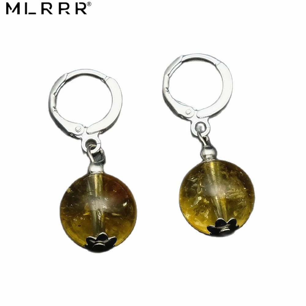 

Vintage Classic Natural Stone Jewelry High Quality Simple Yellow Citrines Crystals Pendant Drop Earrings for Women
