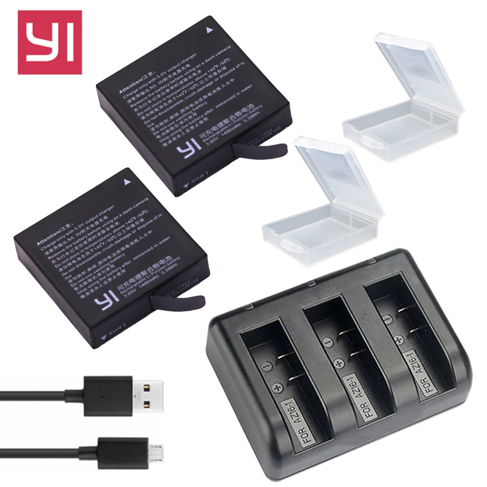2x1400 мАч xiaoyi 4K батарея AZ16-1+ USB зарядное устройство для Xiao mi Yi 4K 2 батарея Xiao mi Yi Lite аксессуары для экшн-камеры