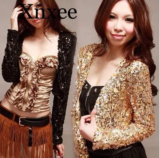

Women Basic Jacket Women Long Sleeve Solid Loose Fashion Sequin Party Coat Cardigan Jacket Slim Cool Lady Jacket