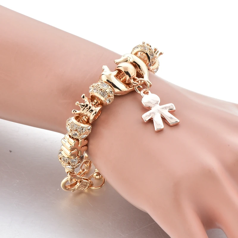 SZELAM женский золотой браслет Pulseras Mujer Moda Animal Dolphin Boy браслеты с подвесками для женщин