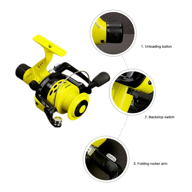 Морской пресной воды катушка для спиннинга правой и левой Рыбалка желтая