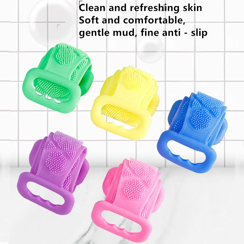 

Long Back Towel Rubbing Bath Brush Double Sided Back Brush Belt Wash Clean Body Skin Care Rubbing Bathroom Silicone Gel Message