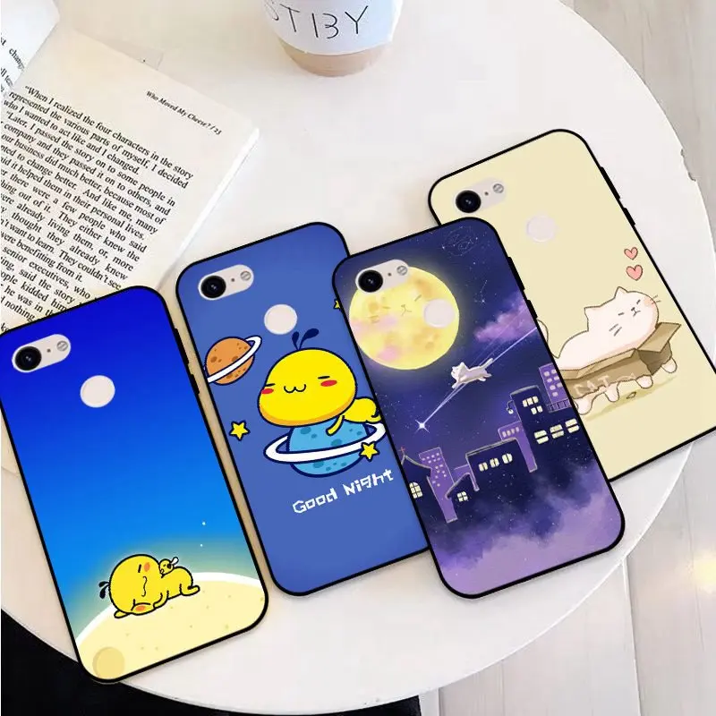 Силиконовый мягкий чехол из ТПУ с изображением лунного кота для Google Pixel 2 3 XL Wiko Harry