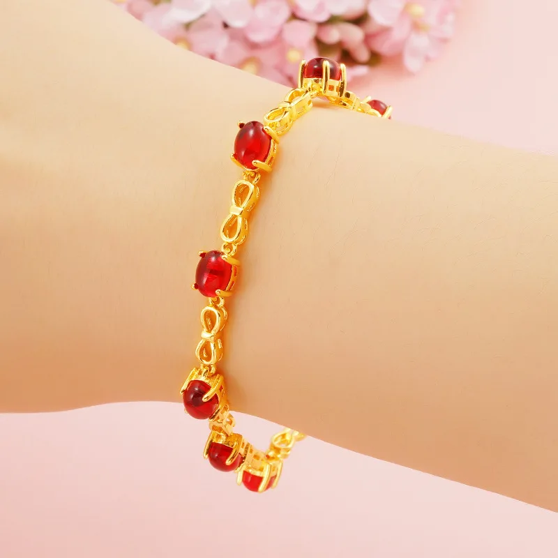 

Women's 18K Plated Bracelet Exquisite Red Crystal Girl Bracelet's Jewelry Gift