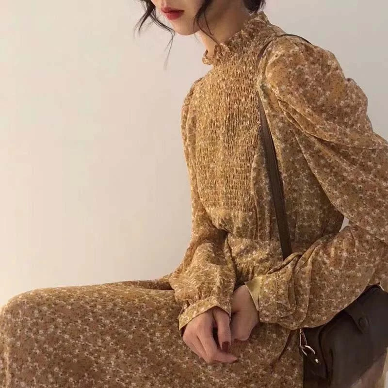 Винтажное платье с цветочным принтом женское модное платье-трапеция