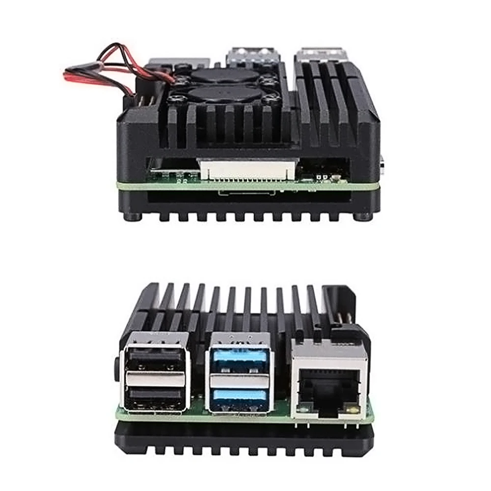 Чехол для Raspberry Pi 4 B с двойным вентилятором защитный чехол из алюминиевого сплава