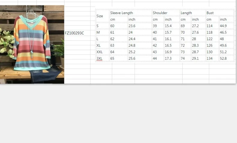 

2021 Rainbow V Neck T-Shirt Women Clothing Long Sleeved Tunic Tops Plus Size Loose Casaul Long Pullovers Tee Shirt Femme