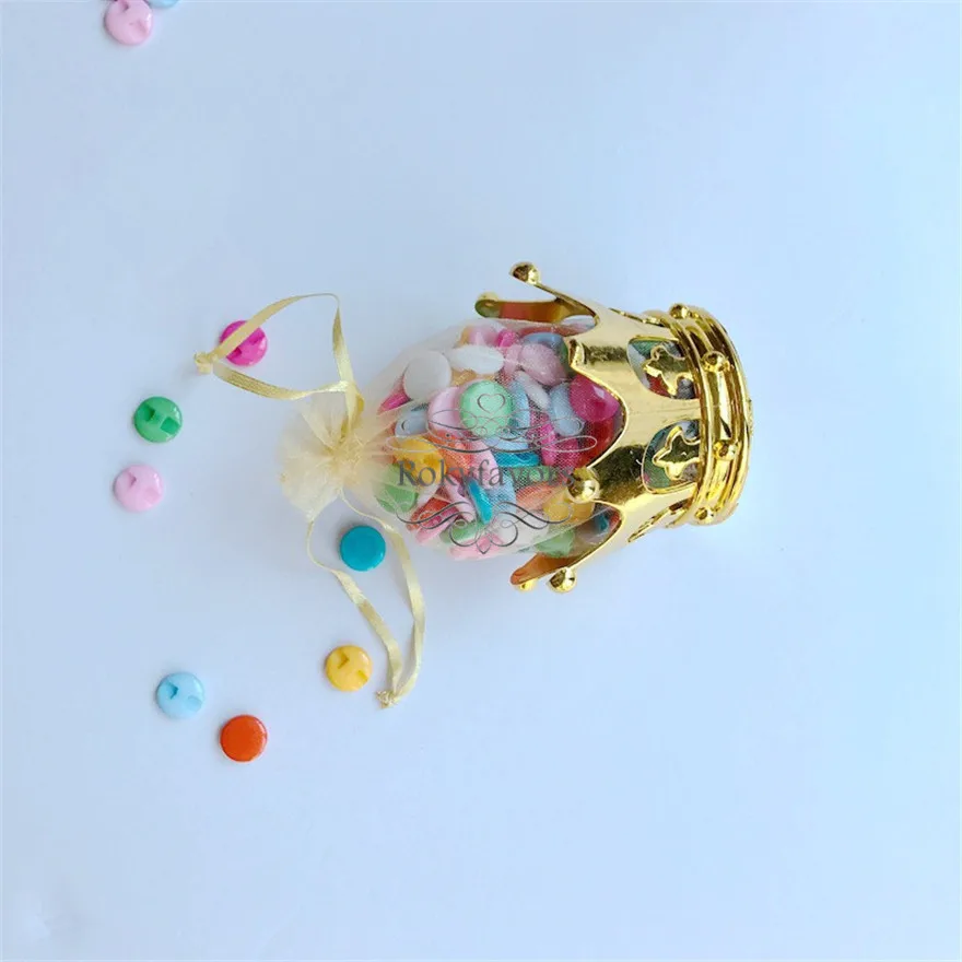 24 шт. контейнер с золотой короной и мешочком из органзы | Дом сад