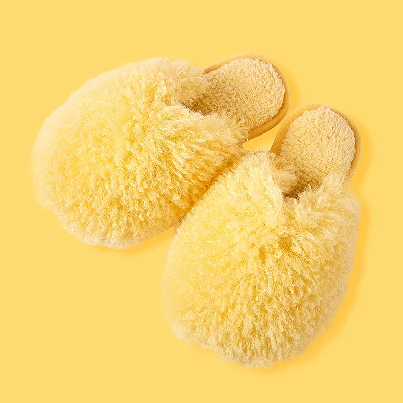 New Imitation Lamb Winter Women Slippers Down Plush Warm Soft   Cute Princess Cotton Indoor House Bedroom Flats Warm Shoes