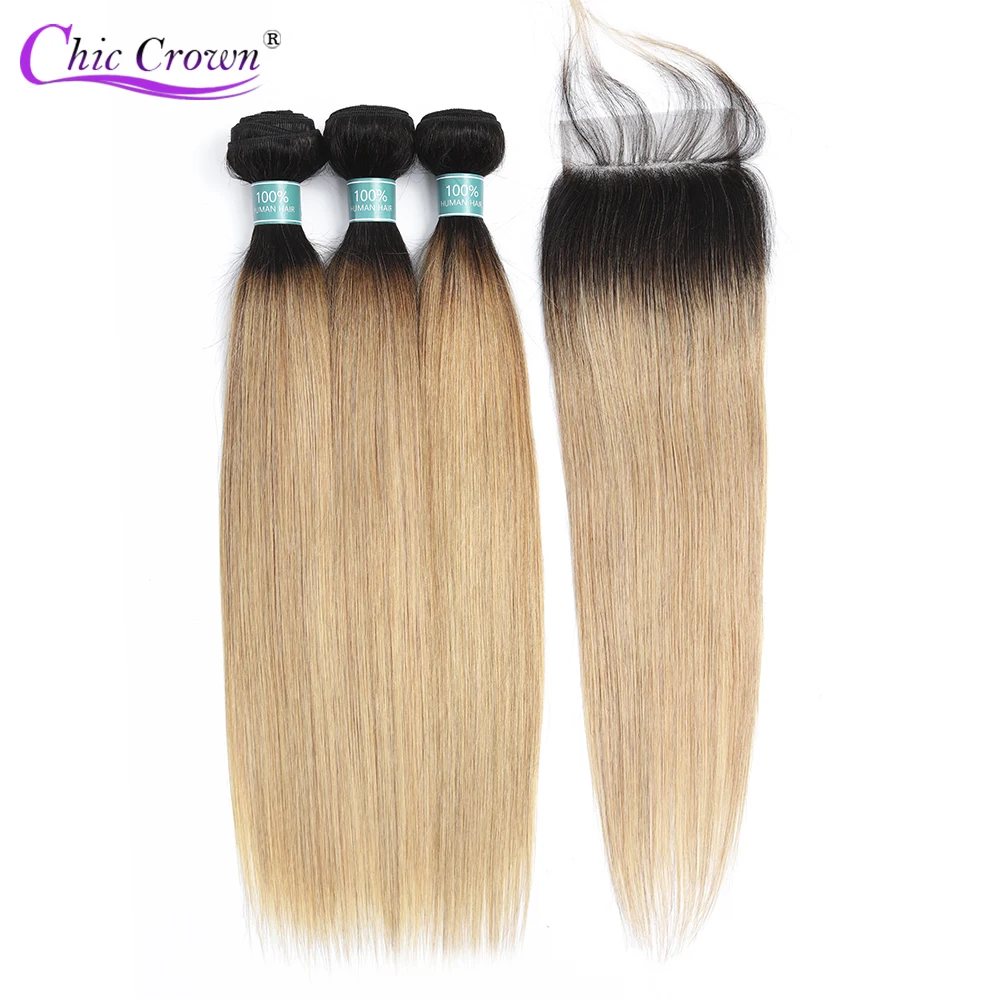 Бразильские Прямые пряди волос с закрытием шикарные светлые бразильские волосы