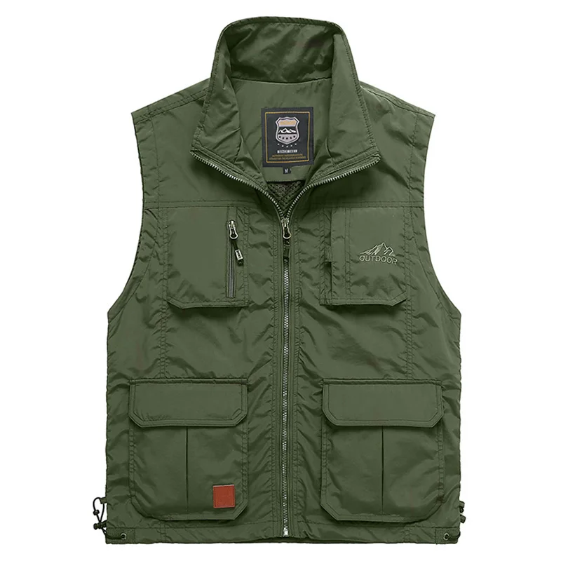 Military Green Vest Тонкий летний мужской жилет с несколькими карманами, Повседневный, для работы фотографа, 6 цветов, верхняя одежда, куртка без рукавов, мужской жилет - Цвет: Military Green Vest