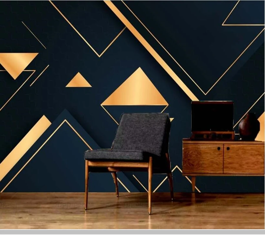 

Papel de parede модные роскошные абстрактные золотые линии геометрические 3d обои роспись, гостиная спальня настенные бумаги домашний декор