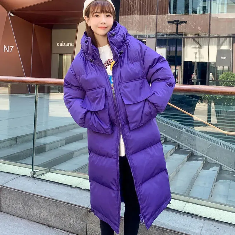 Long Women's Jacket Winter New 2021 Fashion Parkas Large Size Thick Warm Coat Female Big Pocket Casual Loose Down Jacket