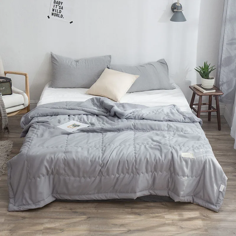 

Японское тонкое одеяло, серое синее покрывало для двуспальной кровати, двуспальной кровати, воздушное одеяло для кровати, клетчатое покрывало для кровати