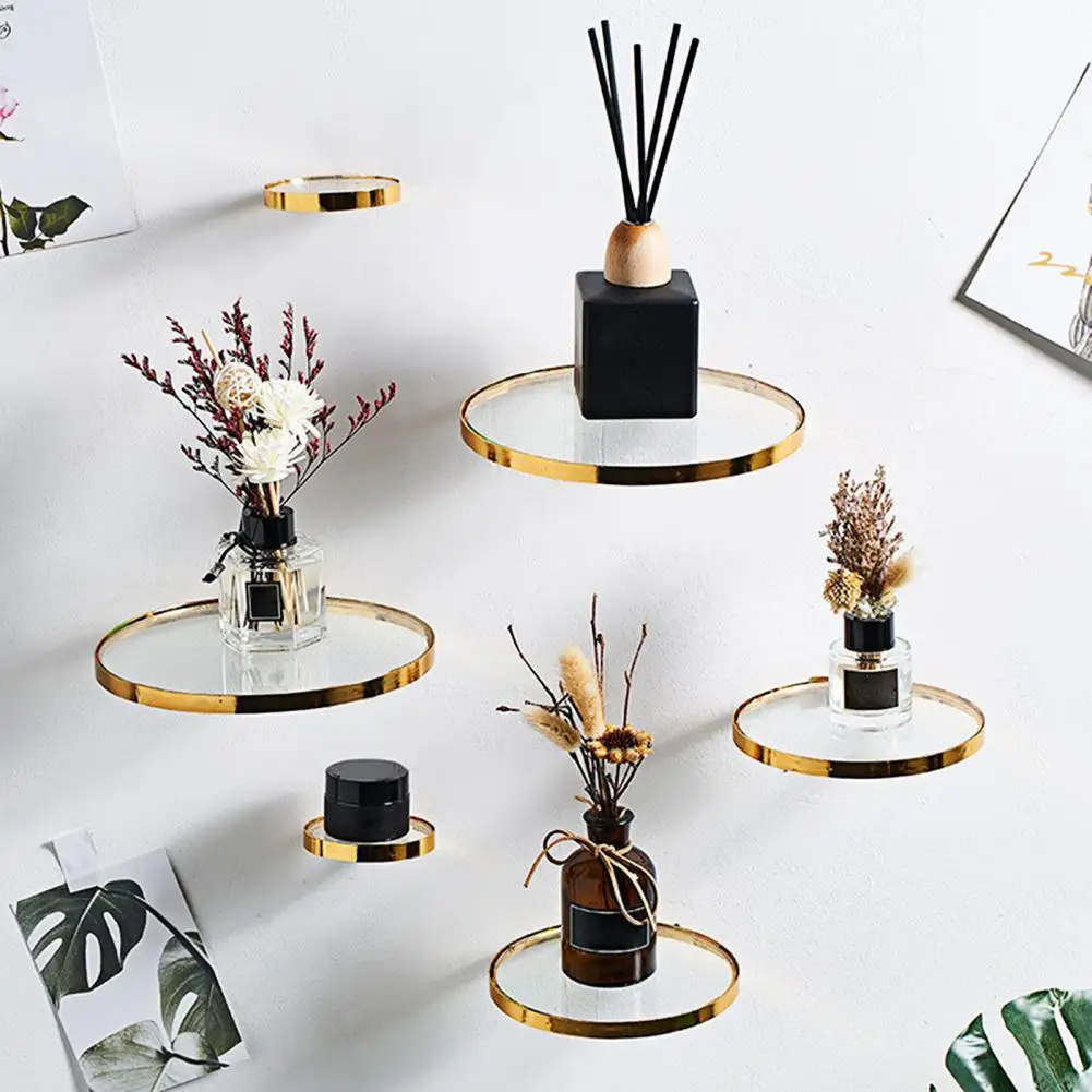 

Creative Gold Color Exquisite Plant Flower Glass Floating Rack for Dormitory Glass Floating Rack Plant Floating Shelf