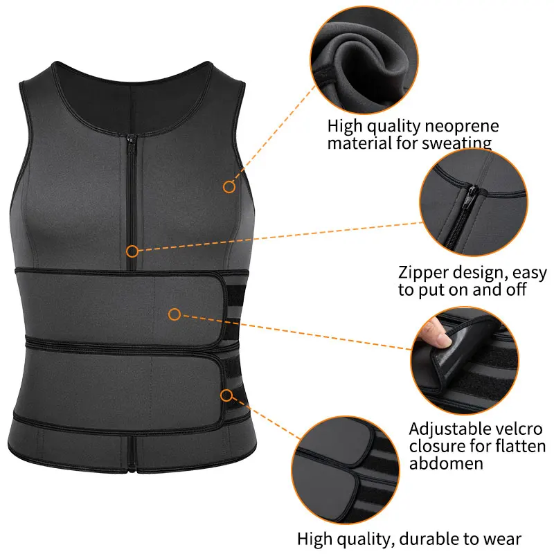 

Men's Sauna Suit Sweat Vest Tank Top Neoprene T-Shirt Body Shaper Waist Trainer