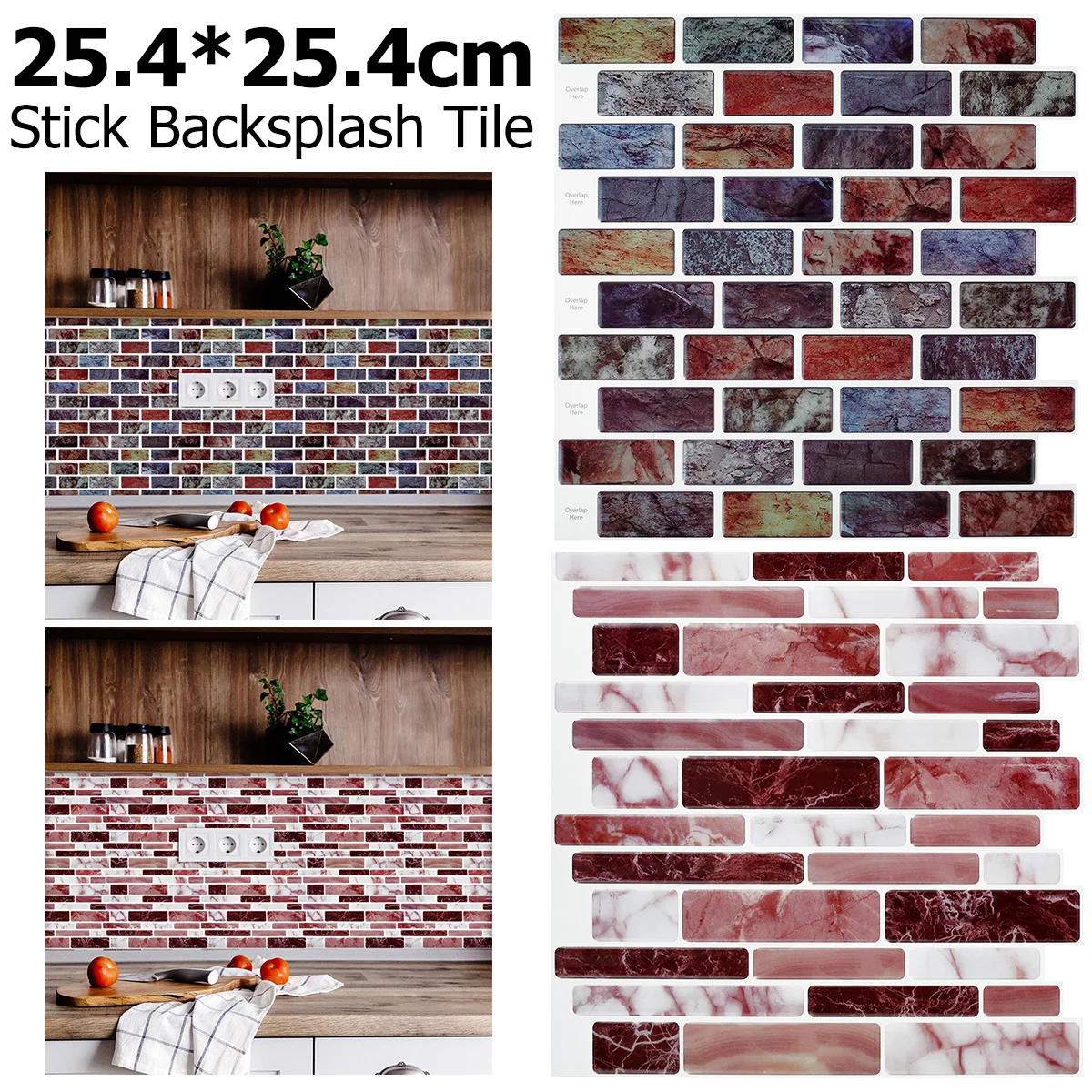 

3D Mosaic Wall Tile Stickers Self-adhesive Stickers Removable Simulation Brick Stickers Waterproof Oil Resistant Wall Stickers