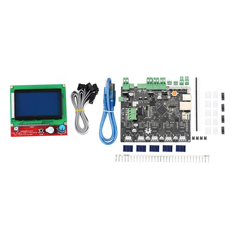 Натуральный 3d принтер Smoothieboard 5X V1.1+ 12864 ЖК-дисплей комплект с адаптерной пластиной - Цвет: Натуральный