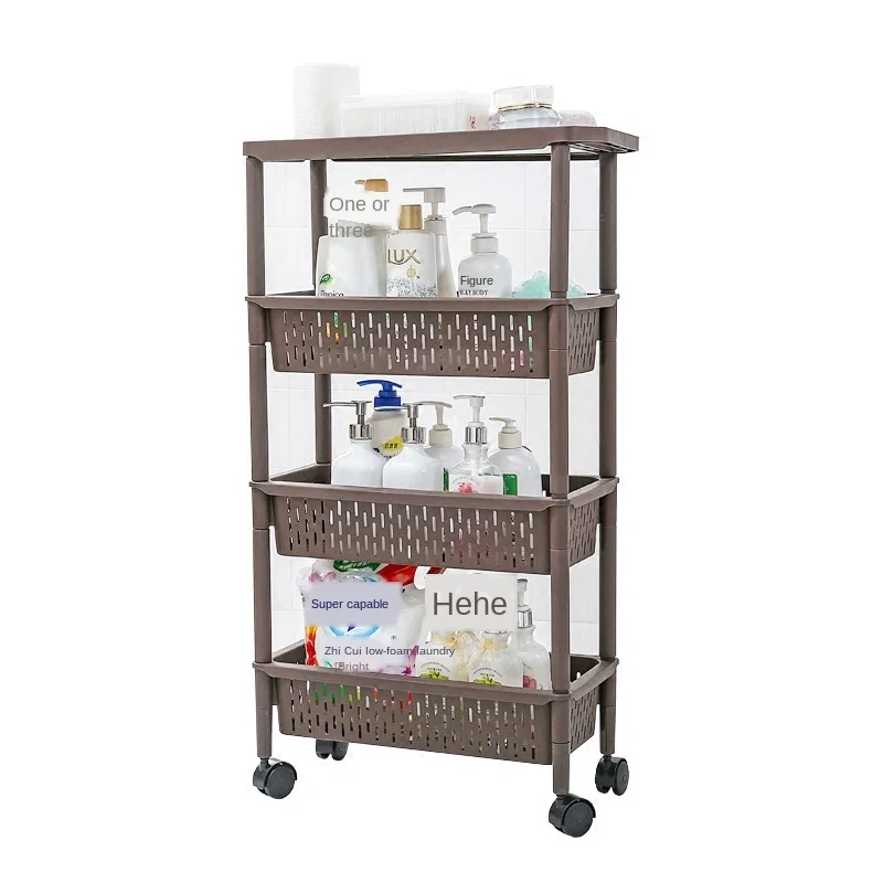 

Seam storage rack bathroom living room kitchen rack mobile storage space multi-layer finishing basket plastic cart