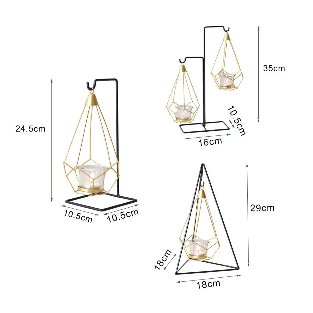 

New Hanging Candle Holder Romantic Table Ornament Nordic Style Geometric Wrought Iron Candlestick Wedding Party Dinner Decor