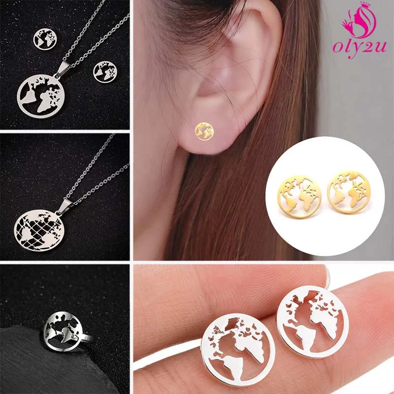 

Ожерелье с картой мира, подвеска с золотой картой из нержавеющей стали, женское Новое Сетчатое свадебное ожерелье для помолвки, ювелирные и...