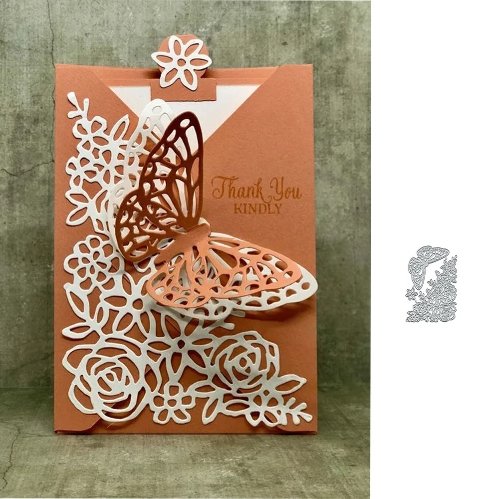 Металлическая вырубка в цветочной оправе Бабочка для поделок трафаретные