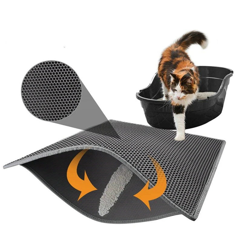 

Waterproof Pet Cat Litter Mat Double Layer Non-slip Bottom Folding Cat Pad Litter Trapping For Cats Pet Cleaning Accessories