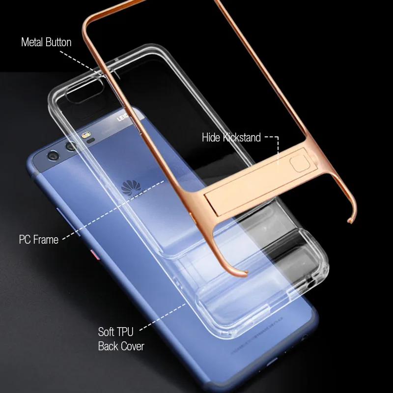 Бронированные чехлы для Huawei P10 P 10 Plus силиконовый чехол с 3D подставкой гибридная