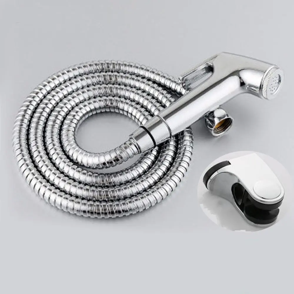 black white 1PC Handheld Toilet Bidets Sprayer Set Wall Bracket Stainless Steel Hand Bidet Faucet for Bathroom Shower Head Self Cleaning - Цвет: black white