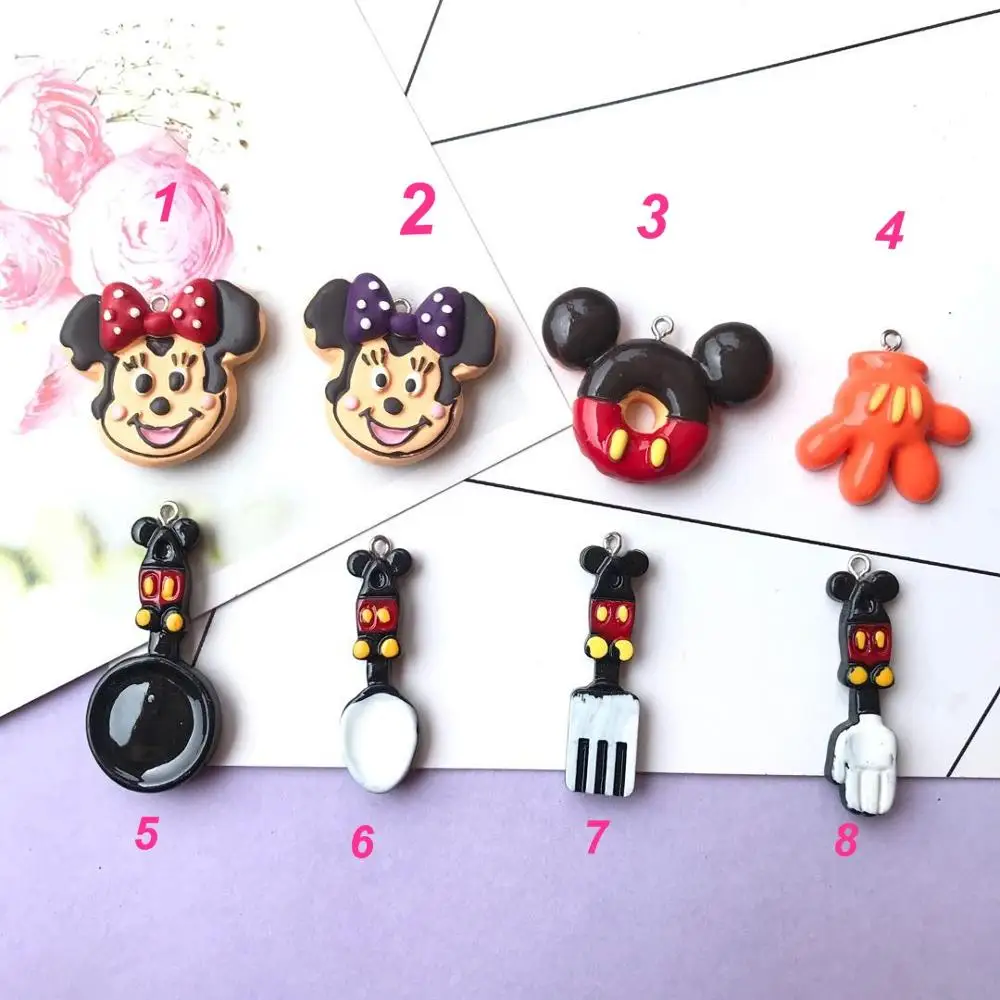 10 шт. полимерные цепочки для ключей Микки и Минни колье серьги подвески