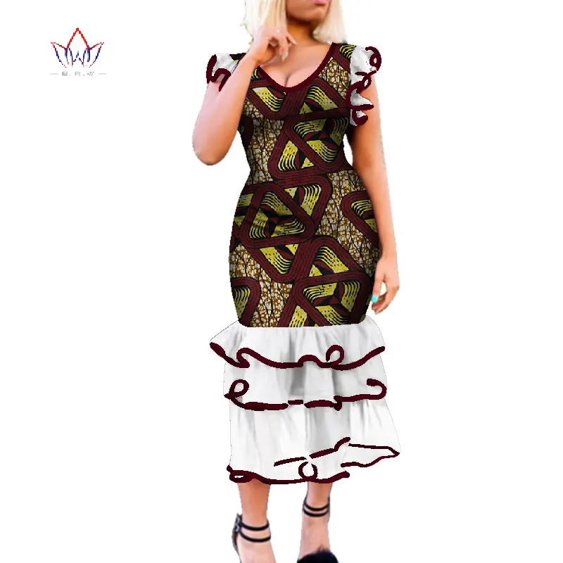 Женское платье с драпировкой и оборками Bazin Riche кружевное в африканском стиле