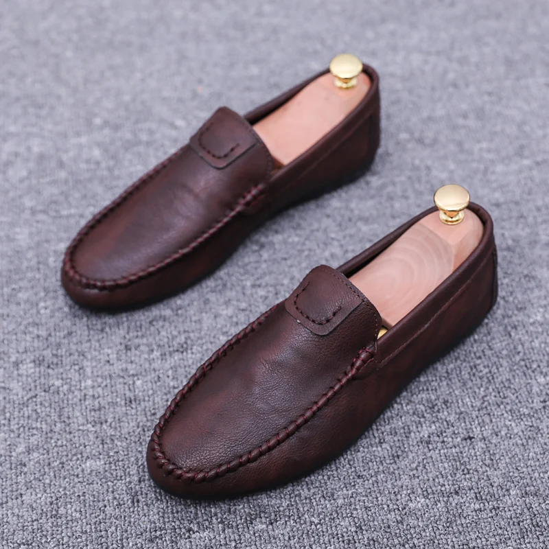 

New Peas Shoes Comfortable Men Leather Casual Shoes Footwear Chaussures Flats for Men Slip on Lazy Shoes Zapatos Hombre %