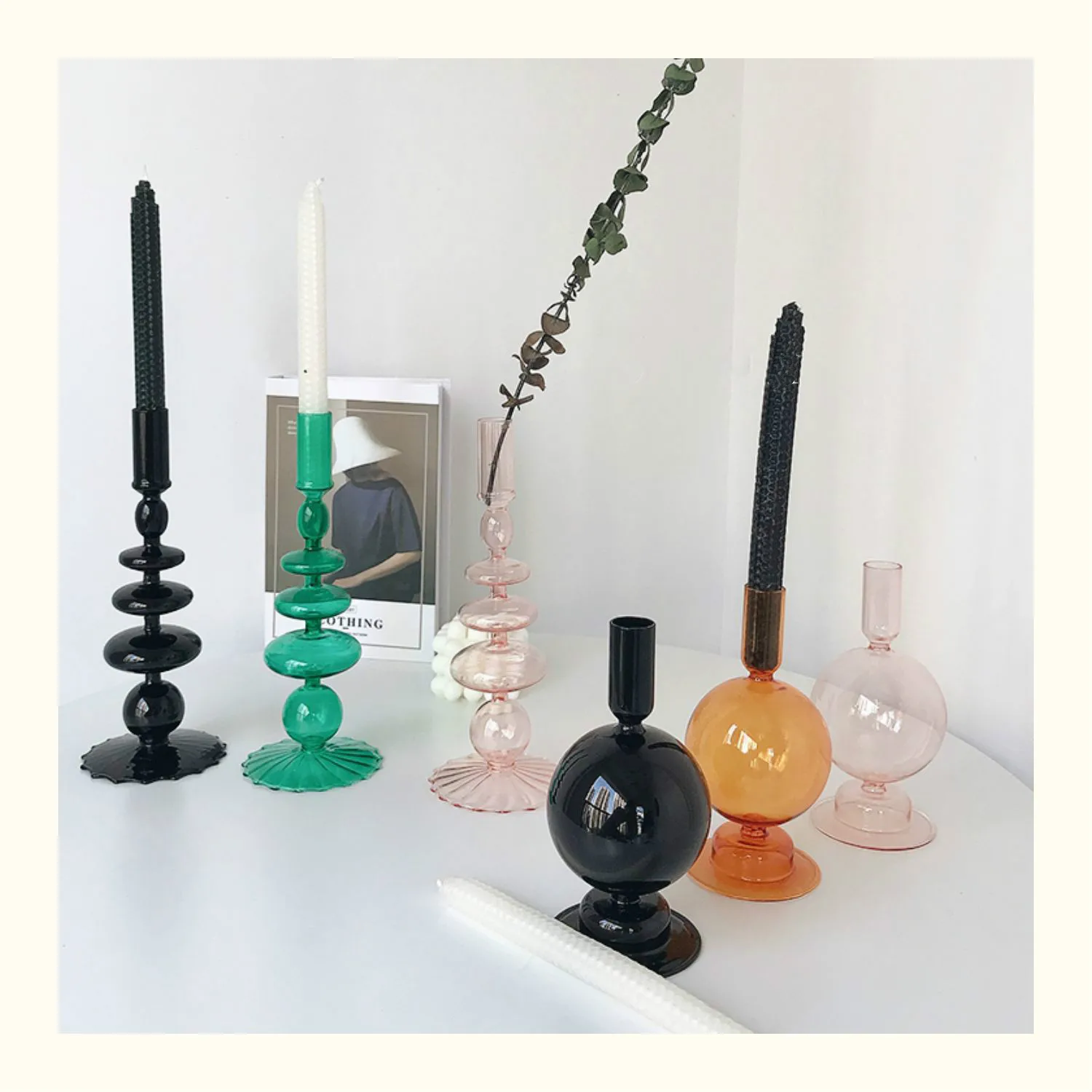 

Creative Home Decor Glass Decorative Retro Candlestick Candlestick Holder Window Display Wedding Table Centerpieces