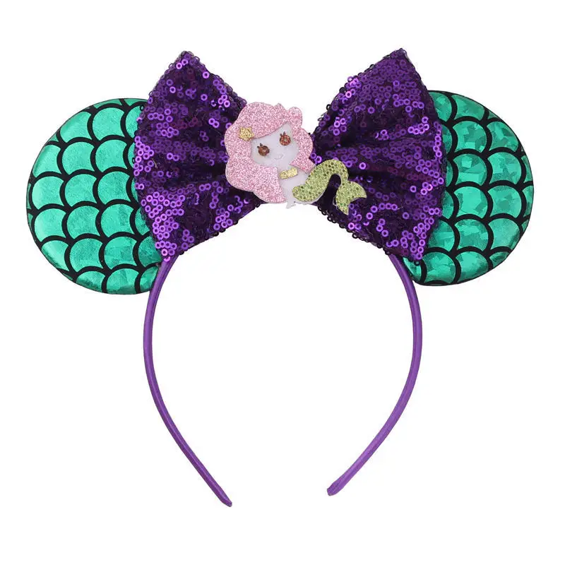 headband 13 3," Русалка Минни ободок с мышиными ушками Блестки для волос повязка для волос с бантом DIY Девушки аксессуары для волос для детей модный Косплей-повязка на волосы - Цвет: headband 13