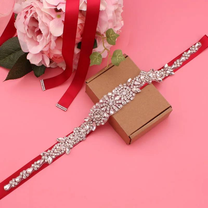 YJWSXF  elegant rhinestone wedding dress, belt with gemstones, silver crystals, handmade belt for women