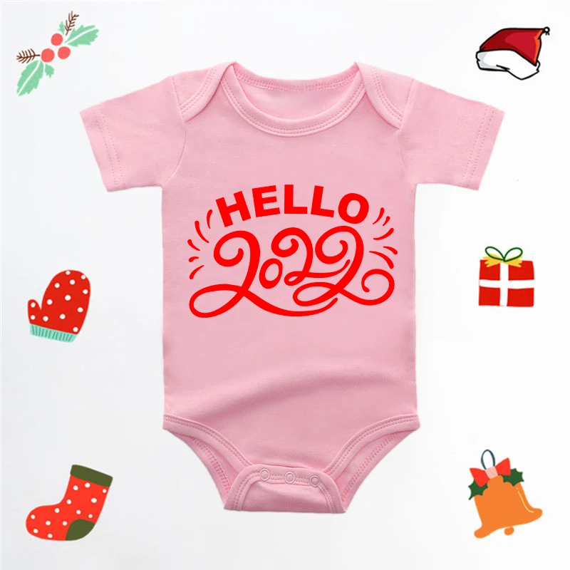 

Боди для новорожденных с буквенным принтом Hello 2022, одежда для маленьких мальчиков и девочек, розовые комбинезоны с коротким рукавом для ново...