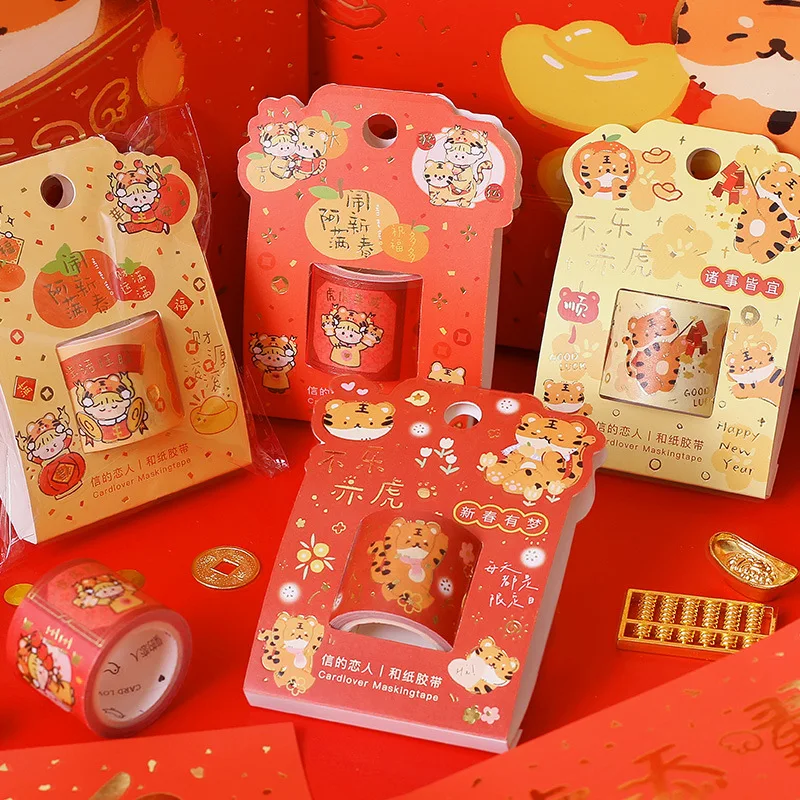 3 см * м 2022 Новогодняя серия Washi лента мультяшный Тигр DIY декоративная