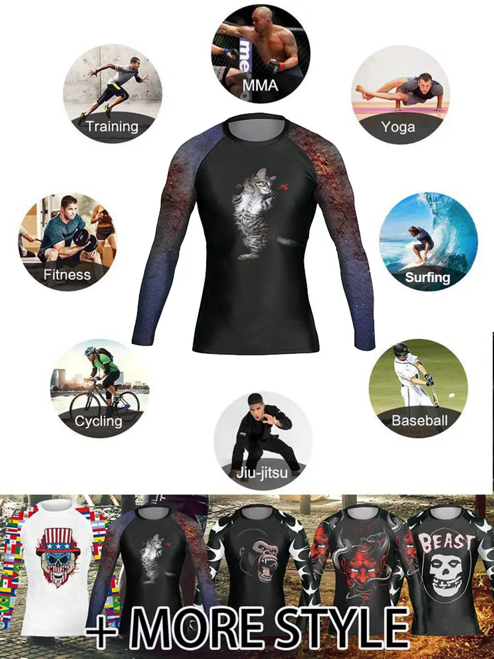 Мужская кошачья розовая фиолетовая звезда Туманность UPF 50 + дышащие шкуры Baselayer