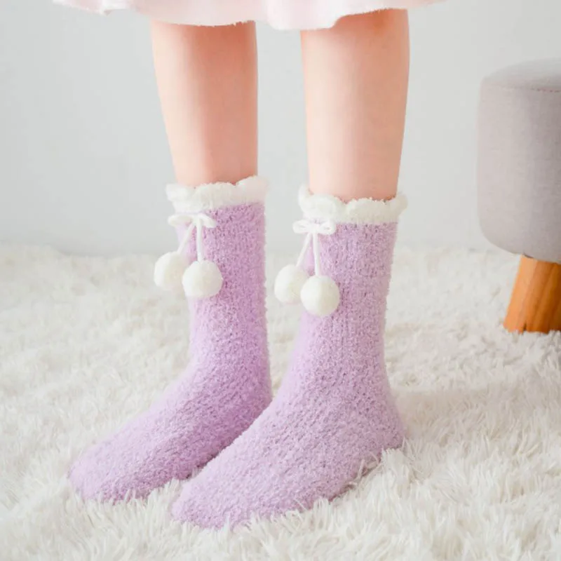 

Thickening Women Cashmere Socks Lovely Plush Warm Floo Coral Fluffy Socks Keep Warm Sleep Home Floor Sleep Socks