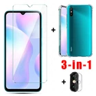 3 в 1 прозрачный силиконовый чехол для Xiaomi Redmi 9 9a 9c Note 9 s 9 s Pro Max 10x4G Закаленное стекло для note 9 10X Защитная пленка для камеры