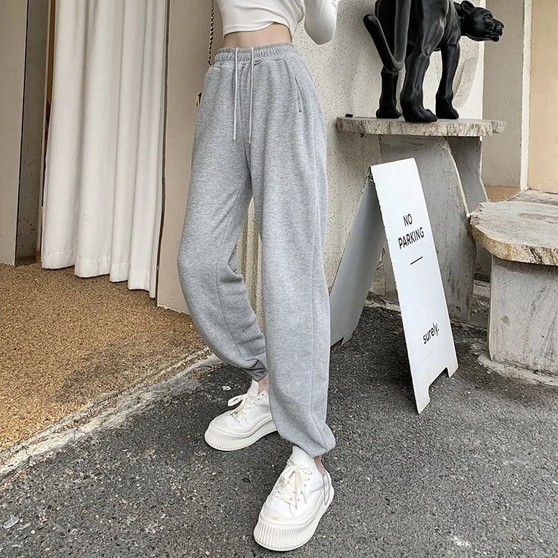 Зимние женские штаны спортивные для бега мешковатые с высокой талией