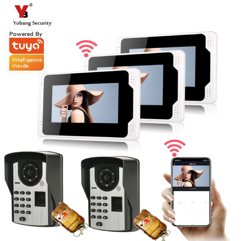 Видеодомофон Tuya APP 7-дюймовый Wi-Fi видеодомофон камера 2-панельный Домашний домофон
